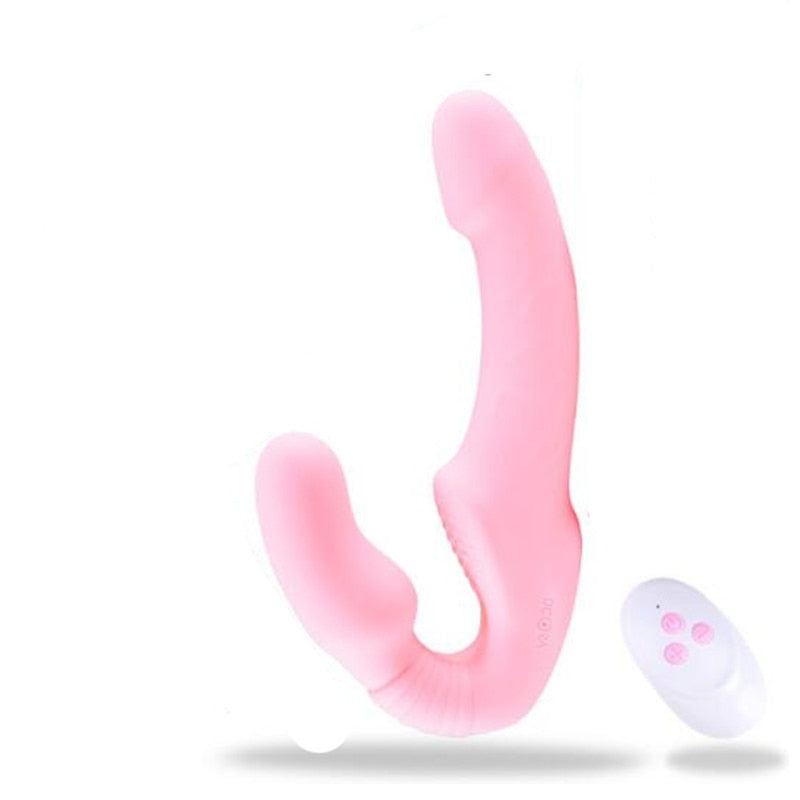 Strapless Strap-on Dildo Vibrator for Couples Strapon for Lesiban Wireless Remote Control Double-Heads Vibrator Adult Sex Toys - buysextoyth