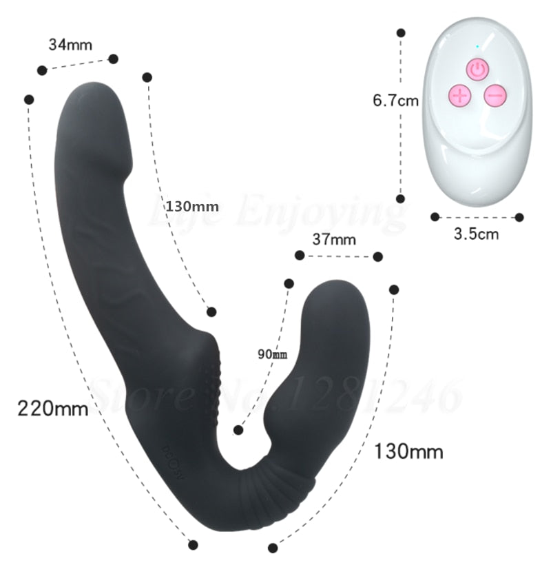 Strapless Strap-on Dildo Vibrator for Couples Strapon for Lesiban Wireless Remote Control Double-Heads Vibrator Adult Sex Toys - buysextoyth
