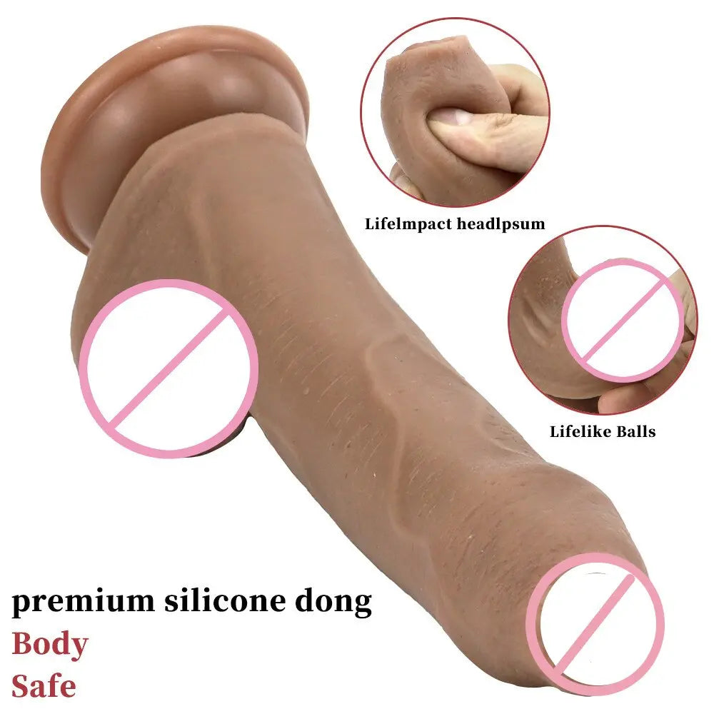 Strong ชายเลื่อน Foreskin Big Dildo ผิวรู้สึกดูดถ้วยหนา Cock ผู้ใหญ่ของเล่นสำหรับผู้ชายผู้หญิงเกย์คู่ซิลิโคนอวัยวะเพศชาย - buysextoyth