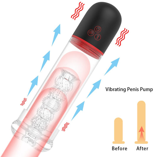 Sucking Penis Pump Vibrator Enlargement Vacuum Pump Automatic Erection Trainer Penis Enlargement Cock Extender for Men Sex Toys - buysextoyth