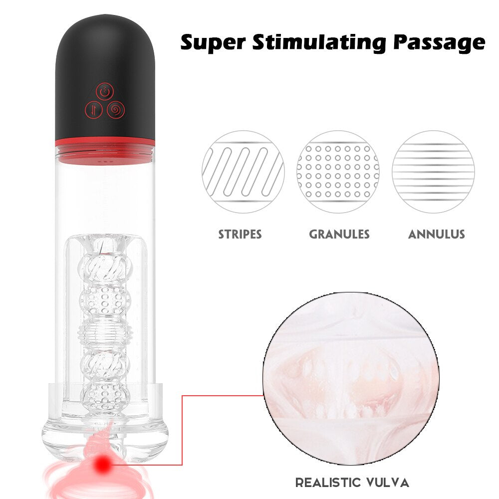 Sucking Penis Pump Vibrator Enlargement Vacuum Pump Automatic Erection Trainer Penis Enlargement Cock Extender for Men Sex Toys - buysextoyth