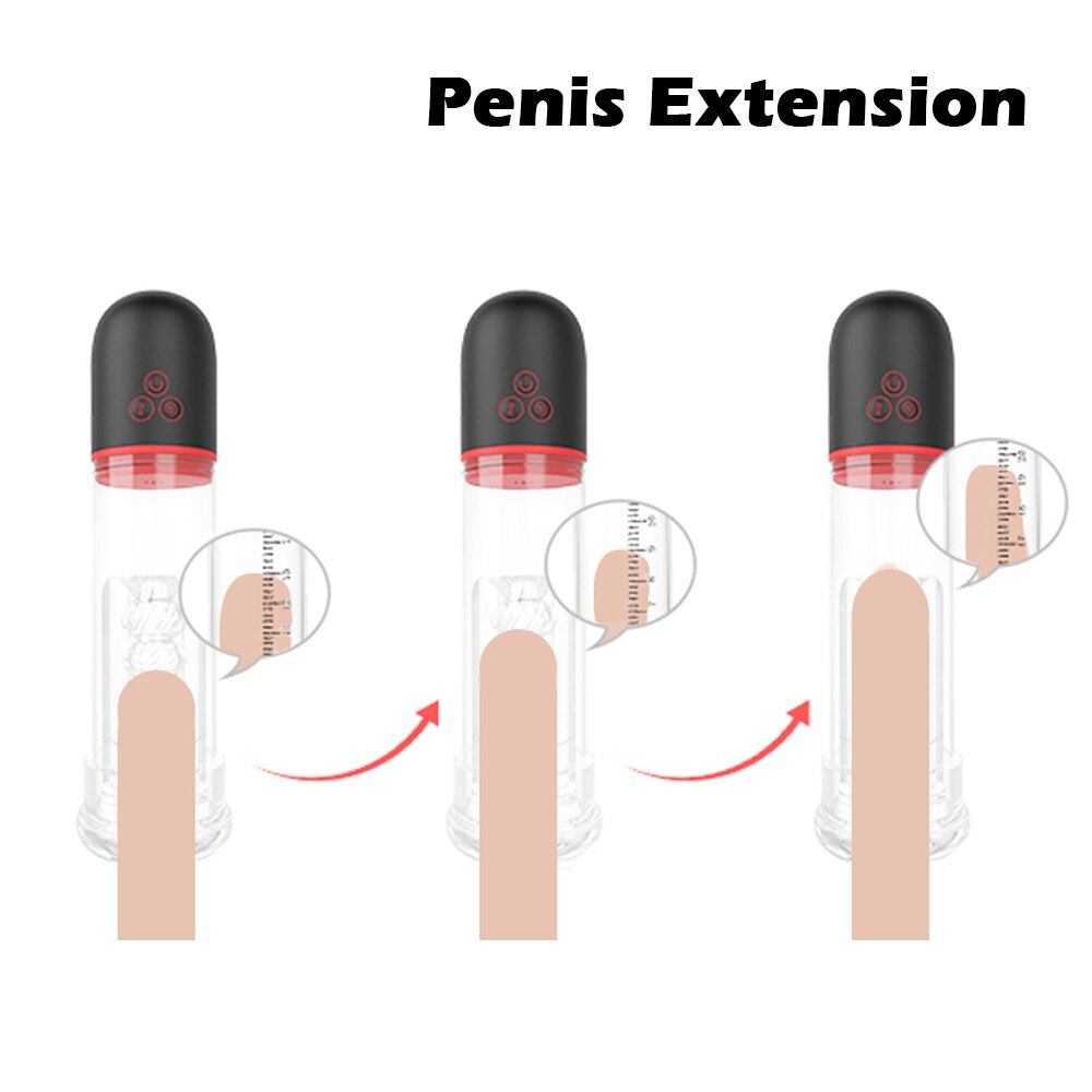 Sucking Penis Pump Vibrator Enlargement Vacuum Pump Automatic Erection Trainer Penis Enlargement Cock Extender for Men Sex Toys - buysextoyth