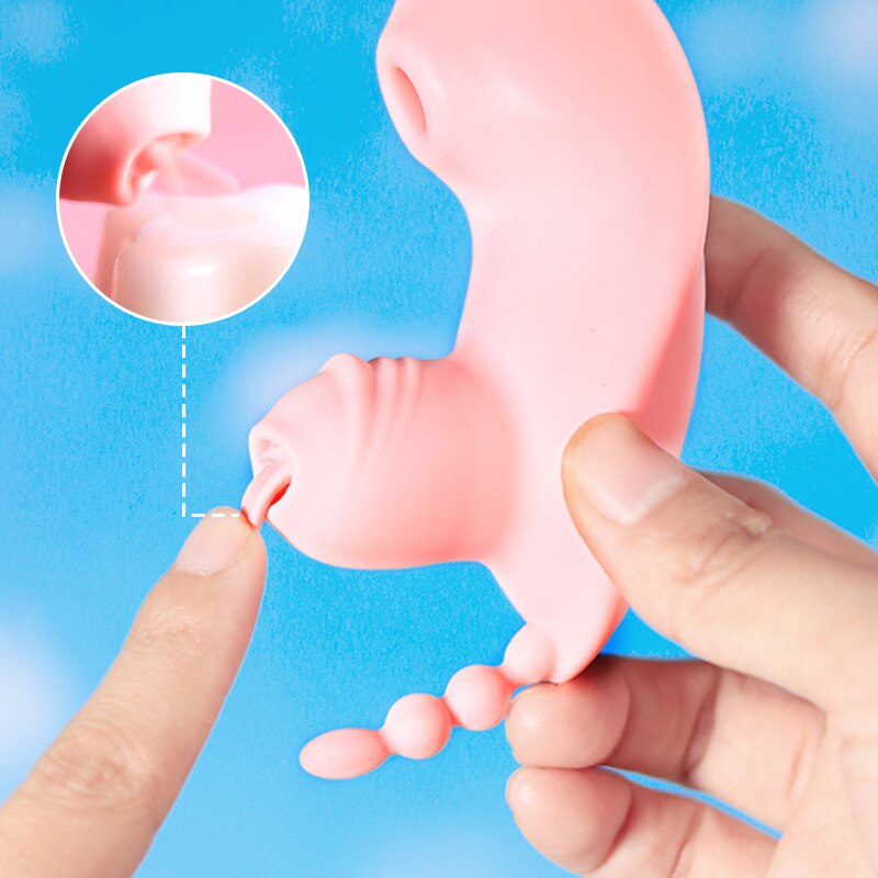 เลีย Sucking Vibrator สำหรับผู้หญิง Wearable Dildo ระยะไกล G Spot ช่องคลอด Massager Clit Stimulator Vibrating Anal Butt Plug เซ็กซ์ทอย - buysextoyth