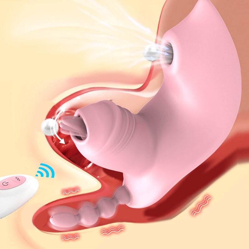 เลีย Sucking Vibrator สำหรับผู้หญิง Wearable Dildo ระยะไกล G Spot ช่องคลอด Massager Clit Stimulator Vibrating Anal Butt Plug เซ็กซ์ทอย - buysextoyth
