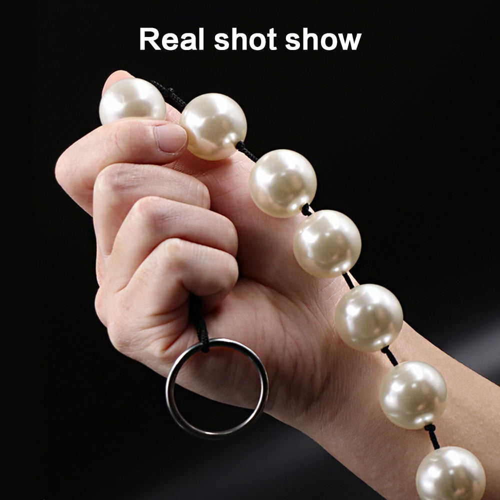 Super Large Pearl Anal Plugs Long Anal Beads Butt Plug Vaginal Balls Sex Toys for Women Men Handheld Anus Masturbator Expander - buysextoyth