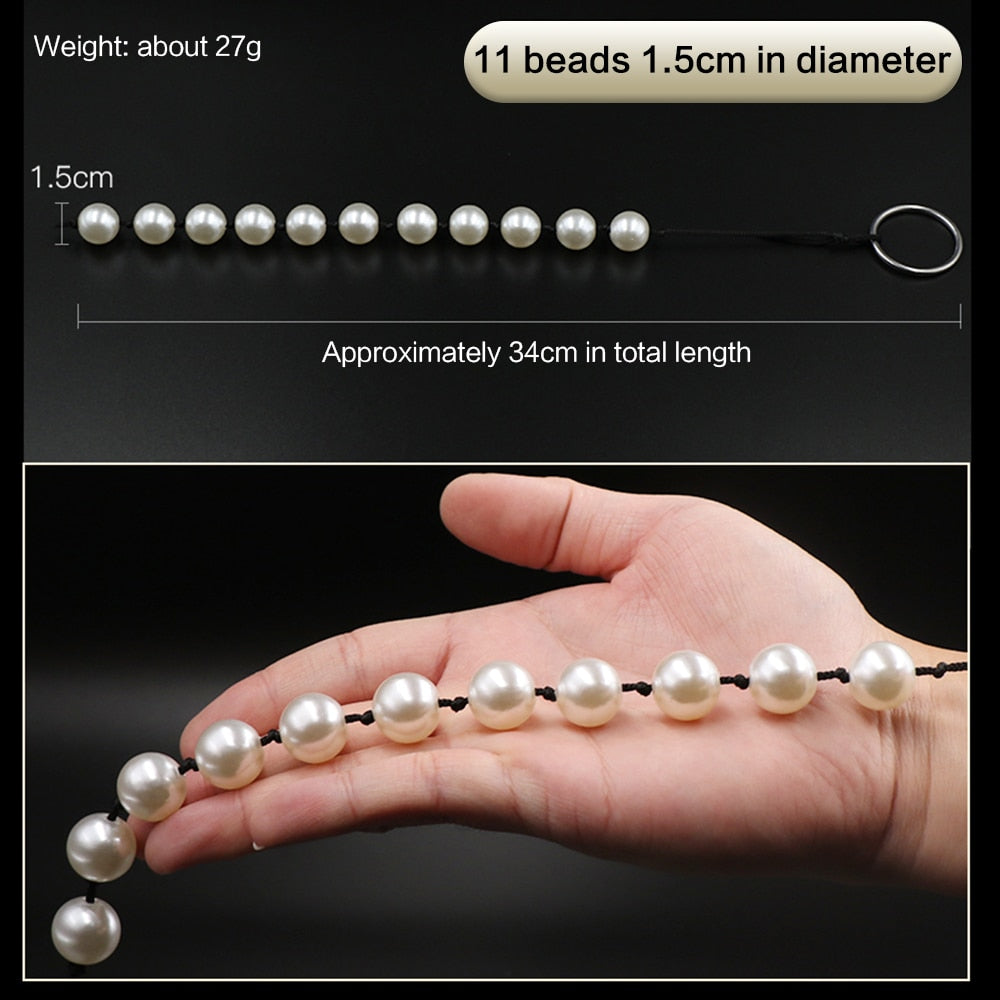 Super Large Pearl Anal Plugs Long Anal Beads Butt Plug Vaginal Balls Sex Toys for Women Men Handheld Anus Masturbator Expander - buysextoyth