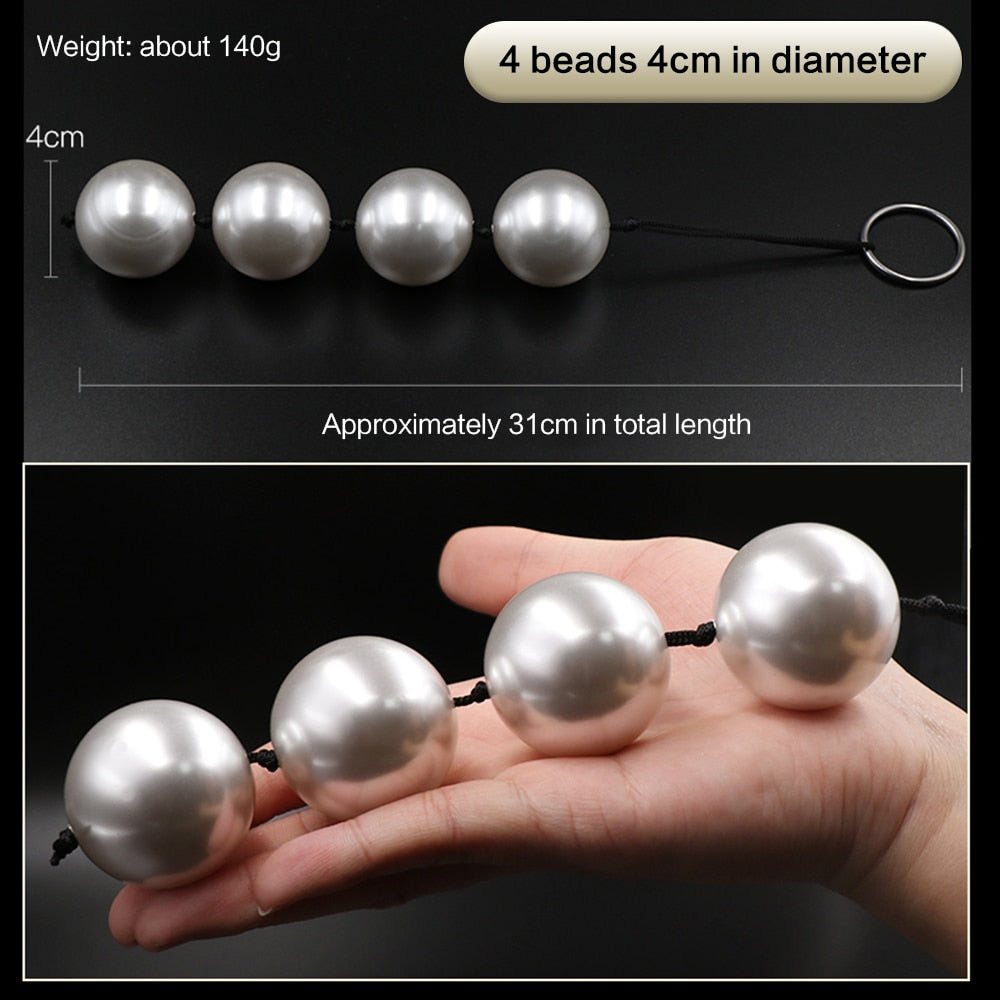 Super Large Pearl Anal Plugs Long Anal Beads Butt Plug Vaginal Balls Sex Toys for Women Men Handheld Anus Masturbator Expander - buysextoyth