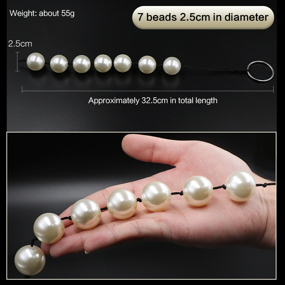 Super Large Pearl Anal Plugs Long Anal Beads Butt Plug Vaginal Balls Sex Toys for Women Men Handheld Anus Masturbator Expander - buysextoyth