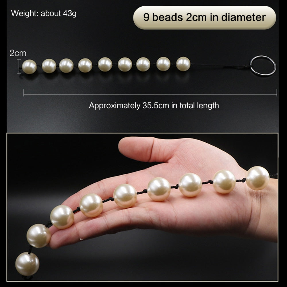 Super Large Pearl Anal Plugs Long Anal Beads Butt Plug Vaginal Balls Sex Toys for Women Men Handheld Anus Masturbator Expander - buysextoyth