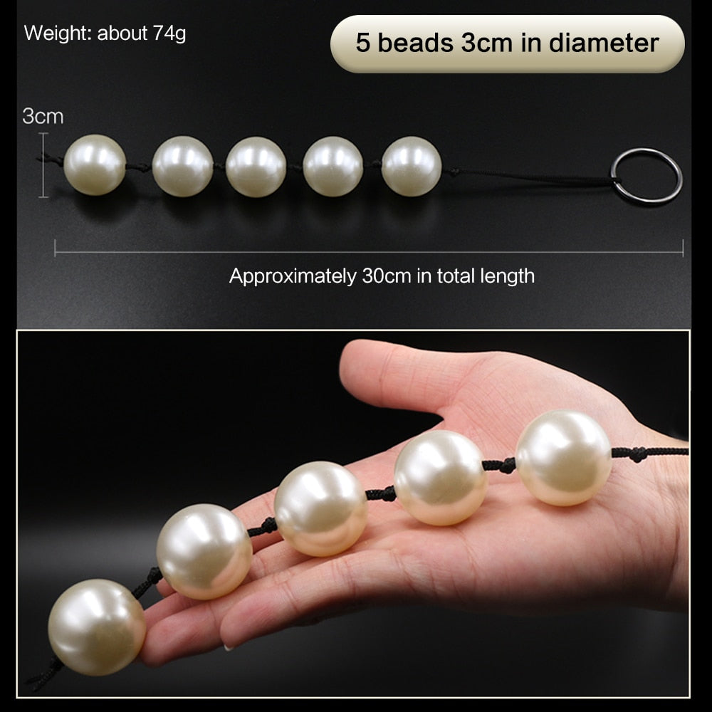 Super Large Pearl Anal Plugs Long Anal Beads Butt Plug Vaginal Balls Sex Toys for Women Men Handheld Anus Masturbator Expander - buysextoyth