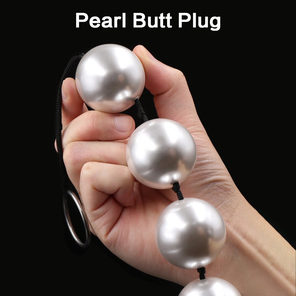 Super Large Pearl Anal Plugs Long Anal Beads Butt Plug Vaginal Balls Sex Toys for Women Men Handheld Anus Masturbator Expander - buysextoyth