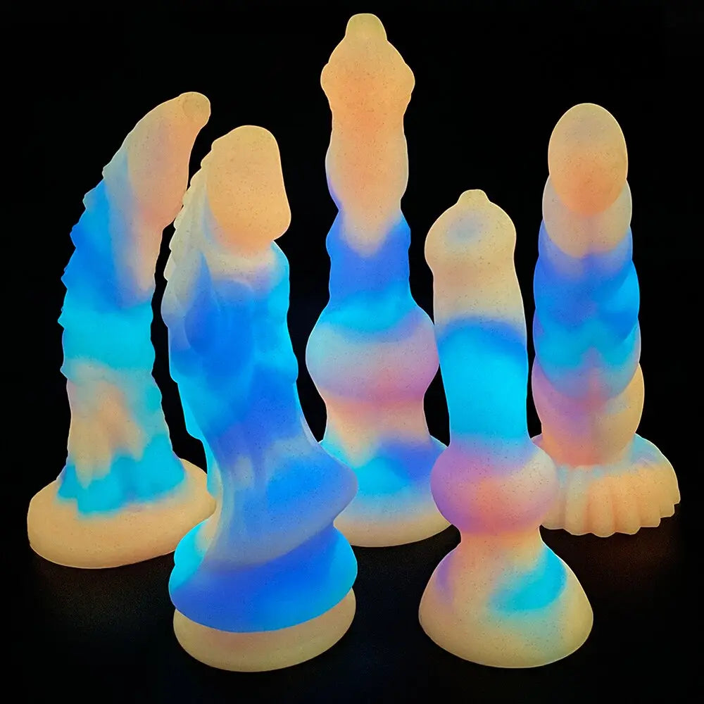 Super Soft Luminous สัตว์อวัยวะเพศชายสุนัข Dildo ผู้ใหญ่เซ็กซ์ทอยสำหรับ Woman Monster Dick ดูดถ้วย Anal Toy ชายหญิง Masturbation - buysextoyth
