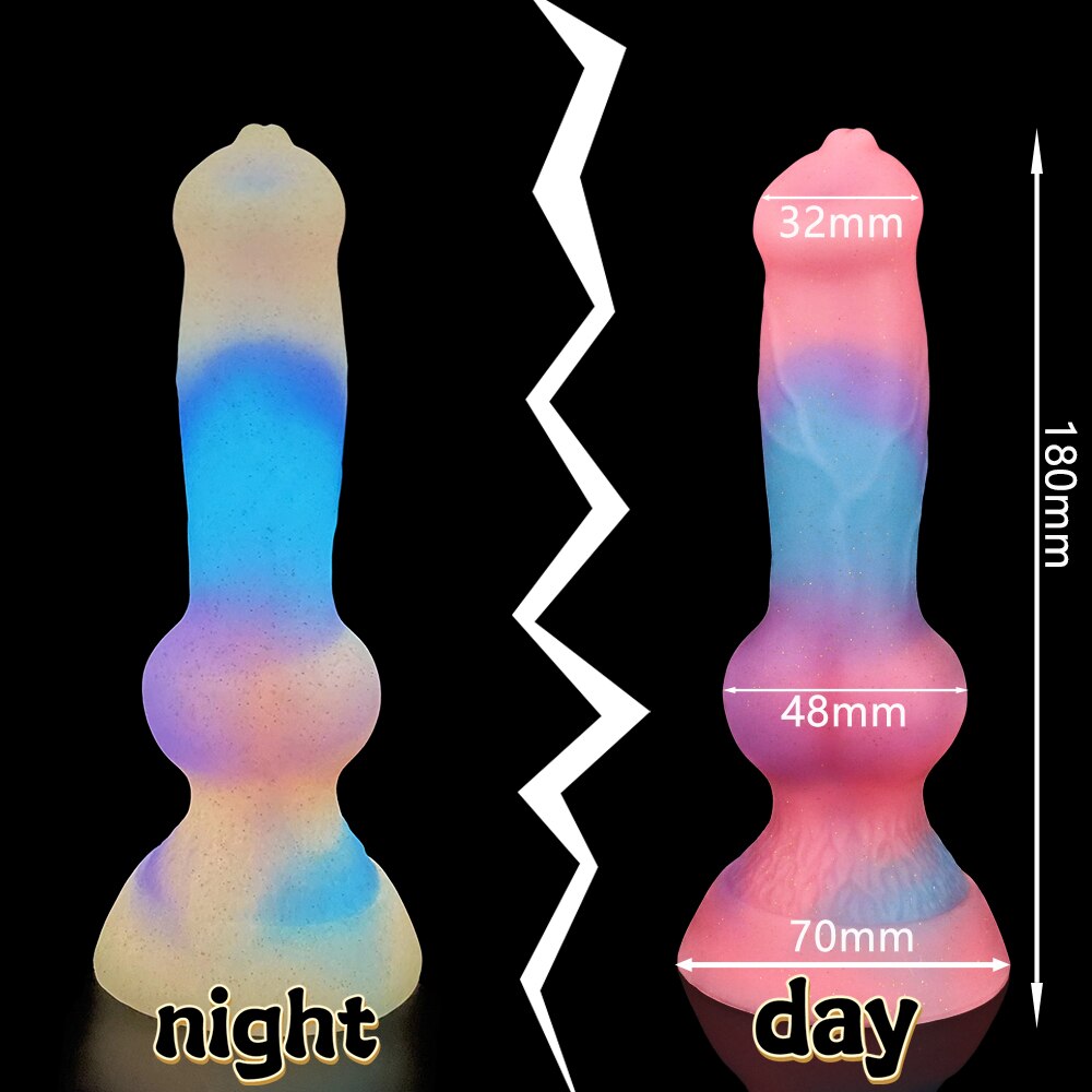 Super Soft Luminous สัตว์อวัยวะเพศชายสุนัข Dildo ผู้ใหญ่เซ็กซ์ทอยสำหรับ Woman Monster Dick ดูดถ้วย Anal Toy ชายหญิง Masturbation - buysextoyth