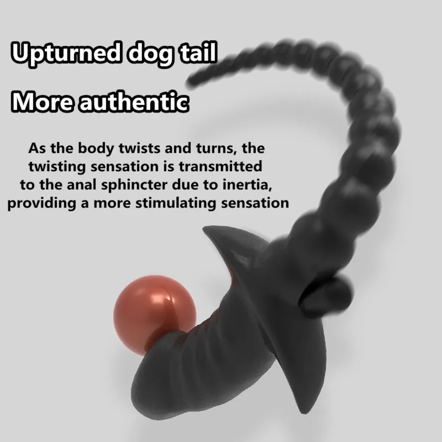 TPE with Vibrator Dog Tail Butt Plug Puppy Tail Anal Plug Toys G-spot Stimulator Erotic Adult Toys Slave Women Tail Gay Sex Toys - buysextoyth