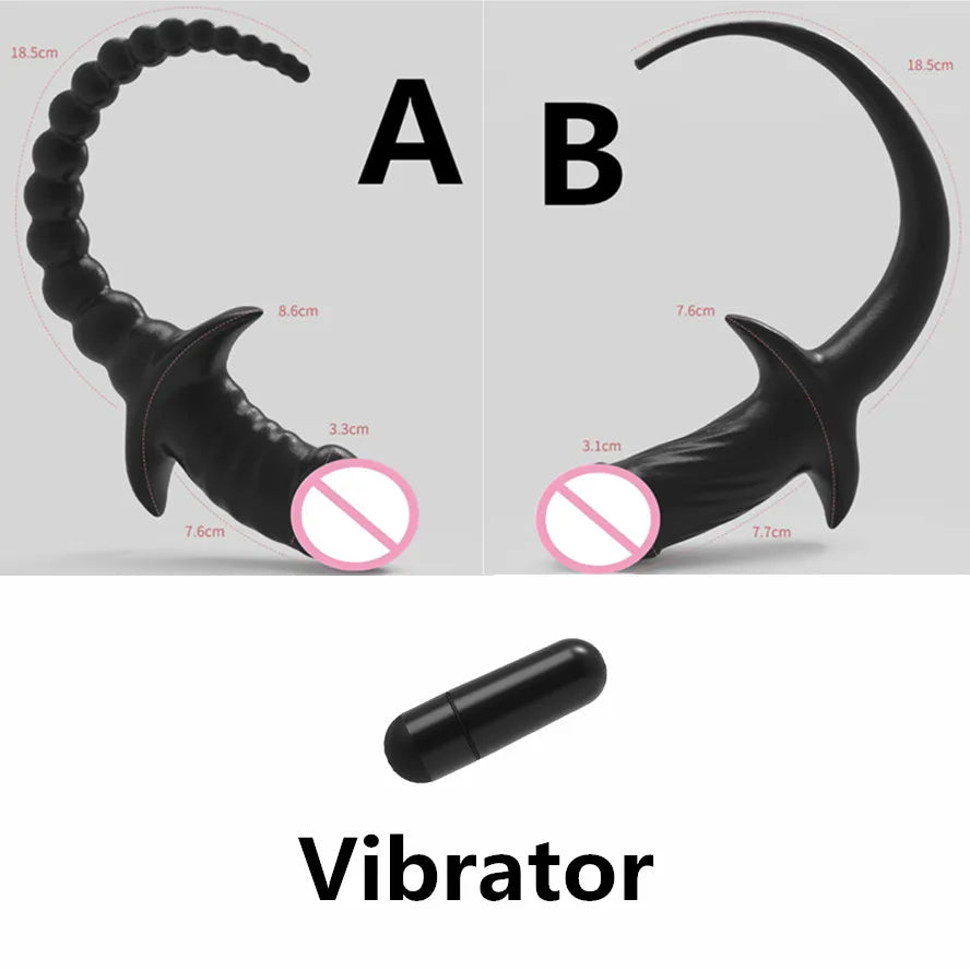 TPE with Vibrator Dog Tail Butt Plug Puppy Tail Anal Plug Toys G-spot Stimulator Erotic Adult Toys Slave Women Tail Gay Sex Toys - buysextoyth