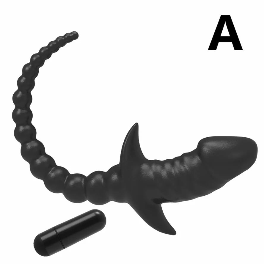 TPE with Vibrator Dog Tail Butt Plug Puppy Tail Anal Plug Toys G-spot Stimulator Erotic Adult Toys Slave Women Tail Gay Sex Toys - buysextoyth