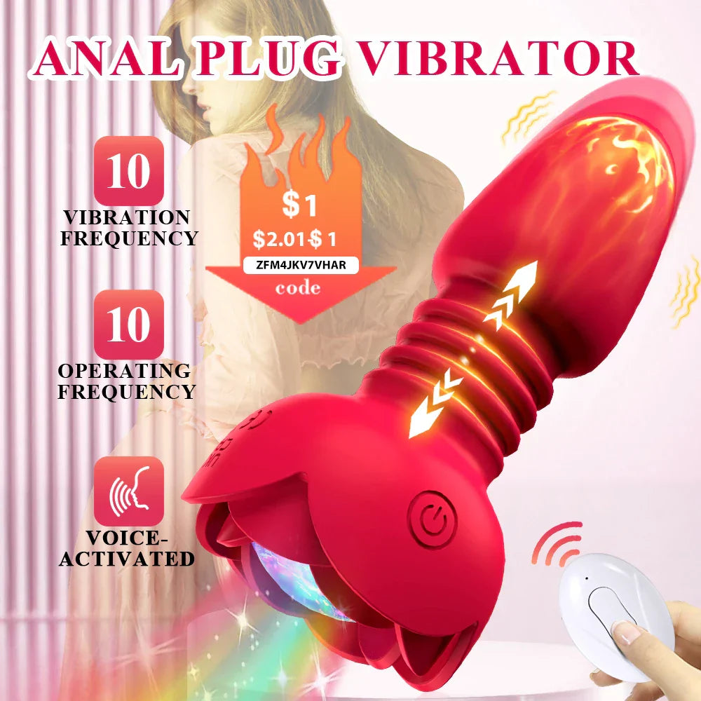 Telescopic Anal Plug Vibrator Butt Plug Vibrating Dildo Wireless Remote Prostate Massager Vagina Masturbator Sex Toy for Men Gay - buysextoyth