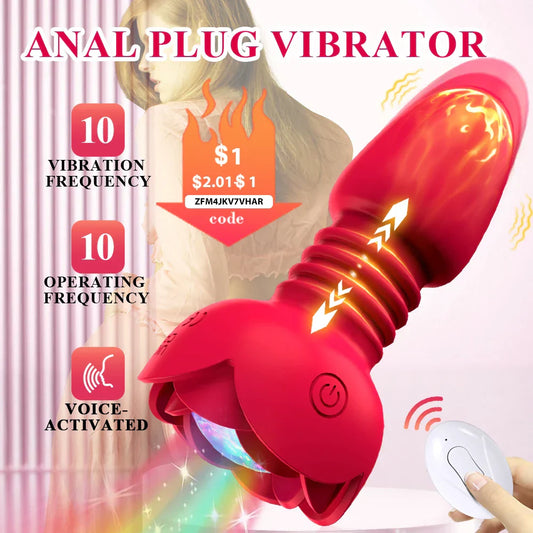 Telescopic Anal Plug Vibrator Butt Plug Vibrating Dildo Wireless Remote Prostate Massager Vagina Masturbator Sex Toy for Men Gay - buysextoyth