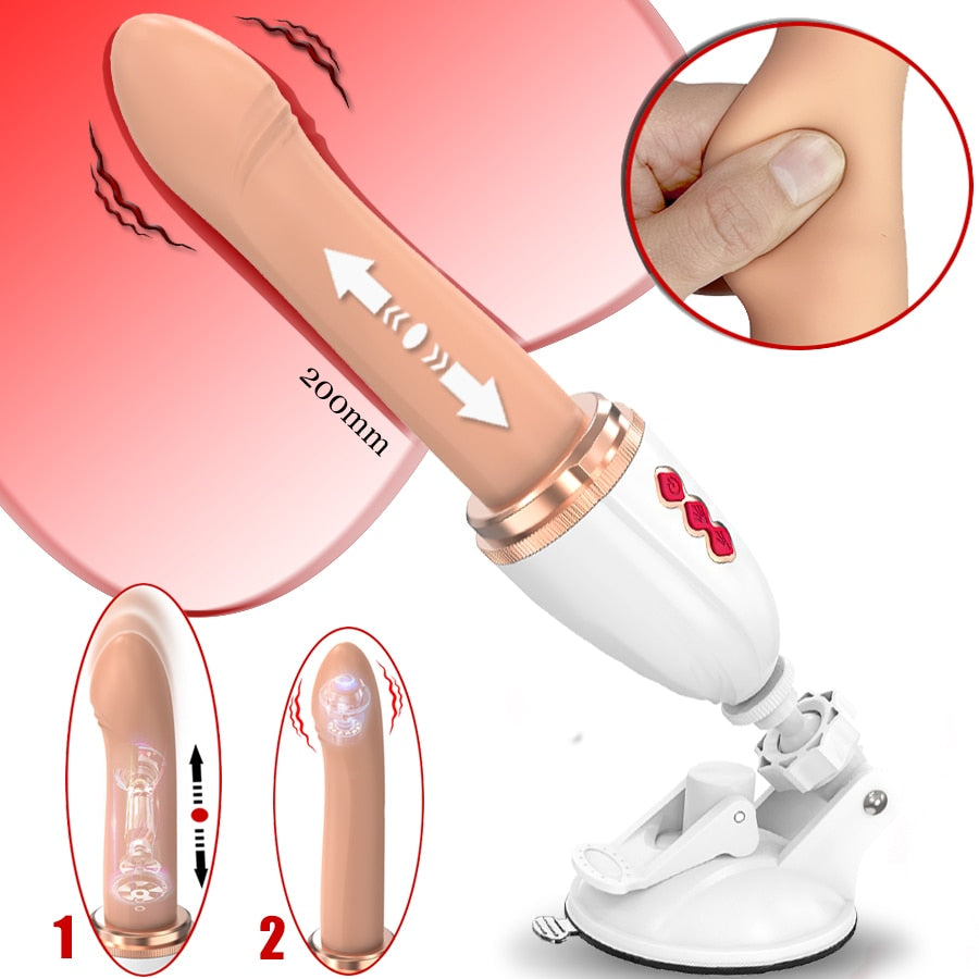 เครื่อง Telescopic Dildo Vibrator และอัตโนมัติขึ้นลง Massager G Spot Thrusting Retractable ช่องคลอดของเล่นหญิงการสำเร็จความใคร่ - buysextoyth