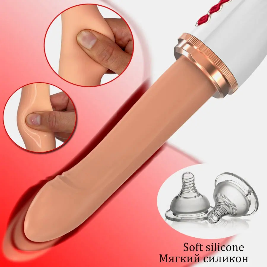 เครื่อง Telescopic Dildo Vibrator และอัตโนมัติขึ้นลง Massager G Spot Thrusting Retractable ช่องคลอดของเล่นหญิงการสำเร็จความใคร่ - buysextoyth