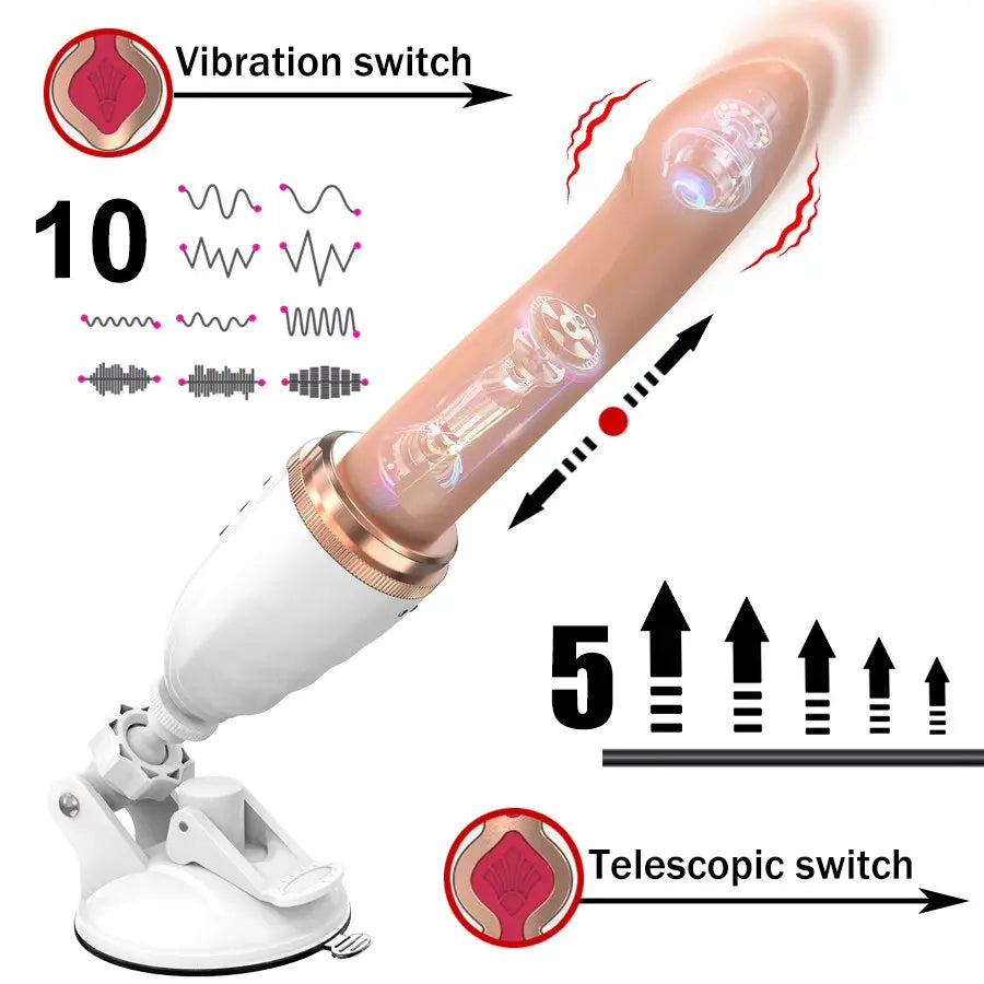 เครื่อง Telescopic Dildo Vibrator และอัตโนมัติขึ้นลง Massager G Spot Thrusting Retractable ช่องคลอดของเล่นหญิงการสำเร็จความใคร่ - buysextoyth