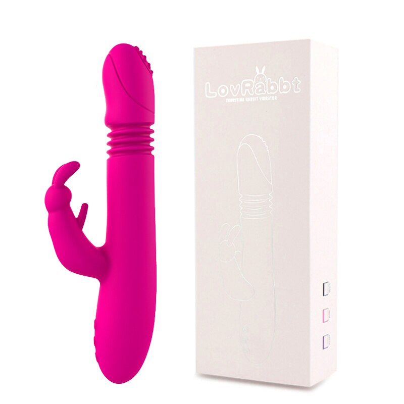 Telescopic กระต่ายสั่นความร้อนหมุน G Spot Dildo Vibrator Anal Clit Stimulator หญิง Masturbation เซ็กซ์ทอยสำหรับผู้หญิง - buysextoyth