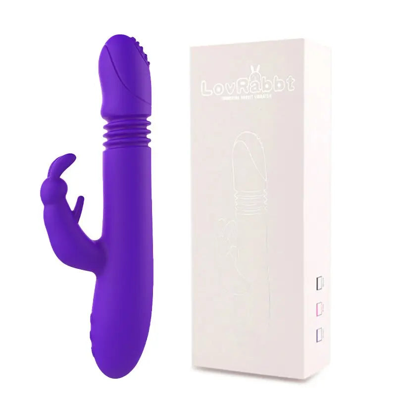 Telescopic กระต่ายสั่นความร้อนหมุน G Spot Dildo Vibrator Anal Clit Stimulator หญิง Masturbation เซ็กซ์ทอยสำหรับผู้หญิง - buysextoyth