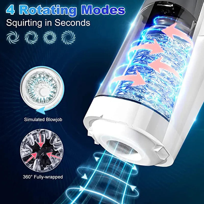 Telescopic หมุนชาย Masturbator ถ้วยสินค้าของเล่นสำหรับผู้ใหญ่ผู้ชาย Voice Interaction เครื่องบินถ้วยซิลิโคนช่องคลอด - buysextoyth