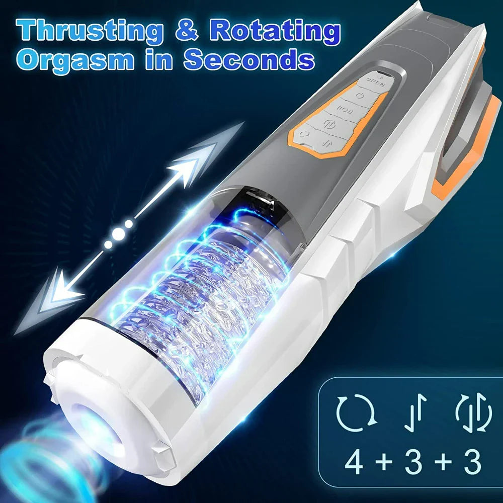 Telescopic หมุนชาย Masturbator ถ้วยสินค้าของเล่นสำหรับผู้ใหญ่ผู้ชาย Voice Interaction เครื่องบินถ้วยซิลิโคนช่องคลอด - buysextoyth