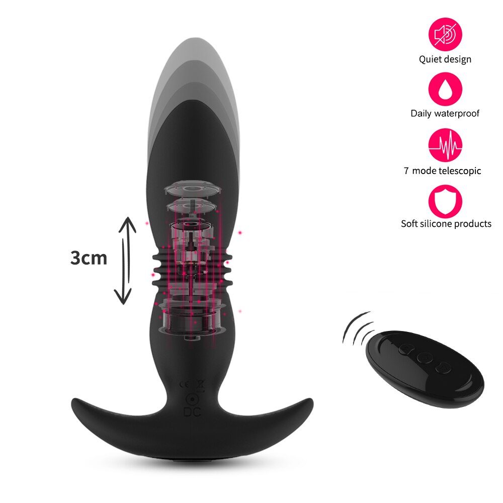 Telescopic Vibrator Anal Plug Sex Shop Prostate Massage Stimulator Female Masturbator Butt Plug Anal Beads Sex Toys for Couple - buysextoyth