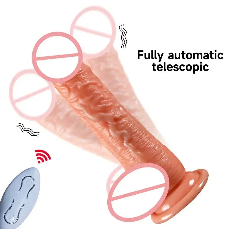 Telescopic Vibrator Realistic Big Dildo Female Masturbation Suction Cup Heating Penis Remote Control Dick For Women Sex Toys - buysextoyth
