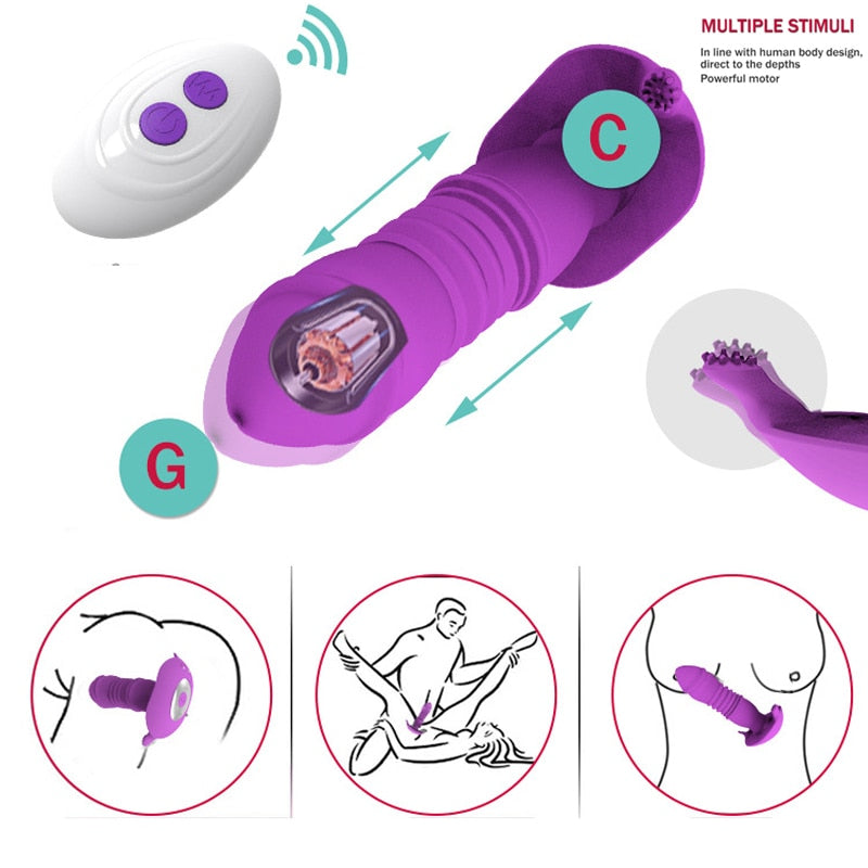Telescopic Vestibule G-spot Vibrator with Remote Control Waterproof Vibrating Vagina Clit Stimulator Sex Toys for Women &amp;Couples - buysextoyth