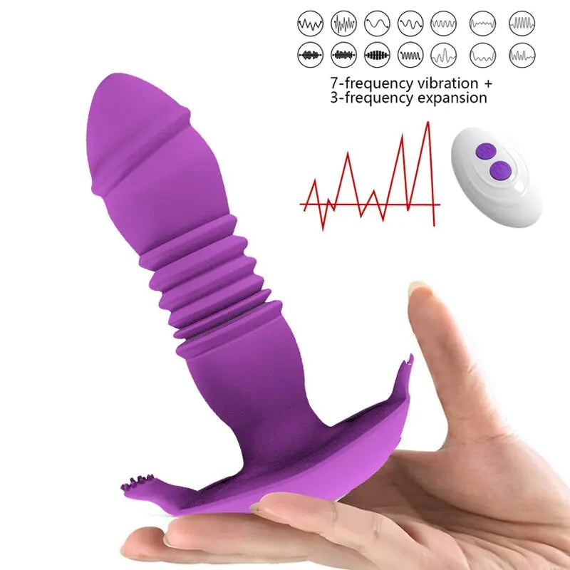 Telescopic Vestibule G-spot Vibrator with Remote Control Waterproof Vibrating Vagina Clit Stimulator Sex Toys for Women &amp;Couples 33sextoys