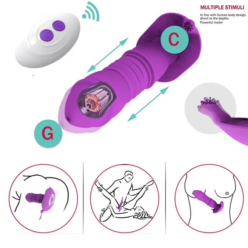 Telescopic Vestibule G-spot Vibrator with Remote Control Waterproof Vibrating Vagina Clit Stimulator Sex Toys for Women &amp;Couples 33sextoys