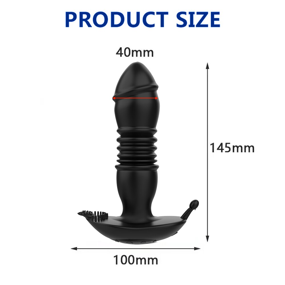 Thrusting เครื่องสั่น Dildo Anal Plug Vibrator สำหรับชายต่อมลูกหมากนวด Masturbators Remote Butt Plug Telescopic Vibrator SexToys - buysextoyth