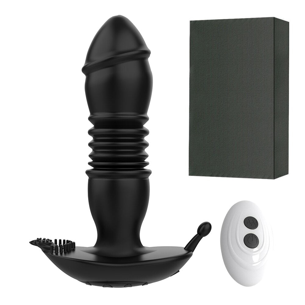 Thrusting เครื่องสั่น Dildo Anal Plug Vibrator สำหรับชายต่อมลูกหมากนวด Masturbators Remote Butt Plug Telescopic Vibrator SexToys - buysextoyth