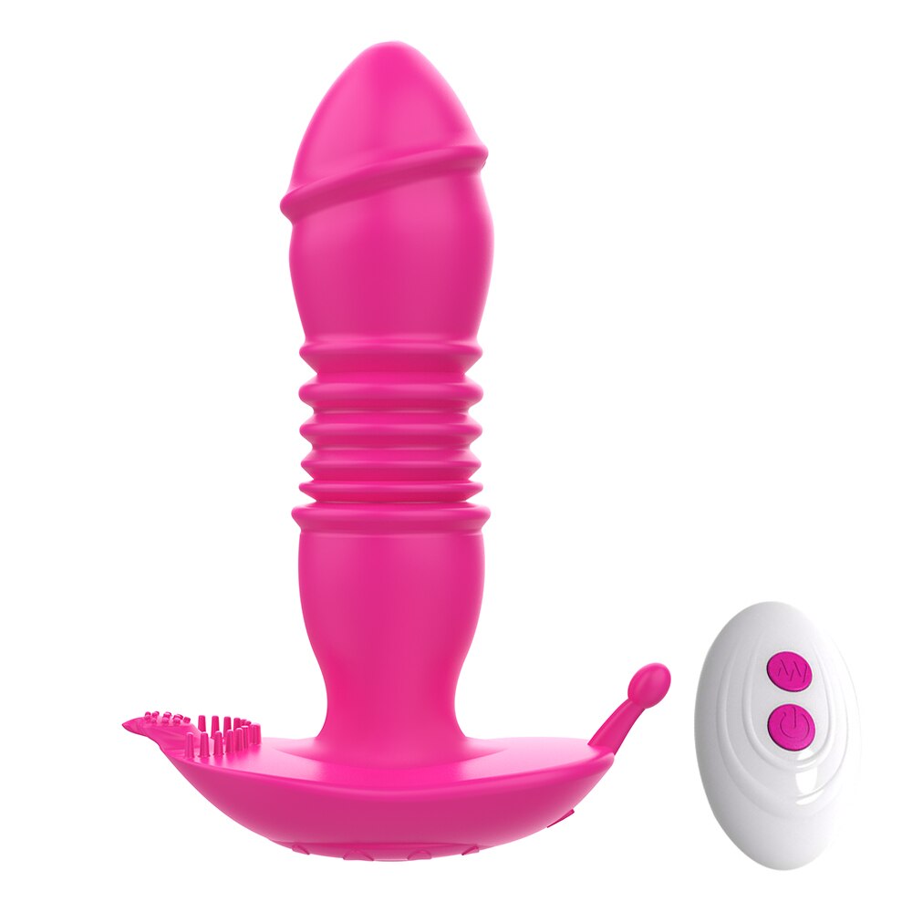 Thrusting เครื่องสั่น Dildo Anal Plug Vibrator สำหรับชายต่อมลูกหมากนวด Masturbators Remote Butt Plug Telescopic Vibrator SexToys - buysextoyth