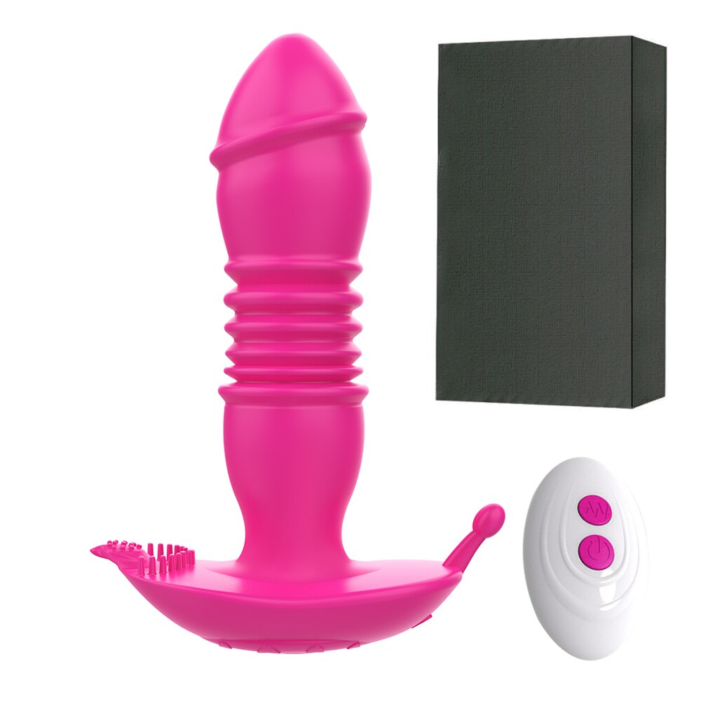 Thrusting เครื่องสั่น Dildo Anal Plug Vibrator สำหรับชายต่อมลูกหมากนวด Masturbators Remote Butt Plug Telescopic Vibrator SexToys - buysextoyth