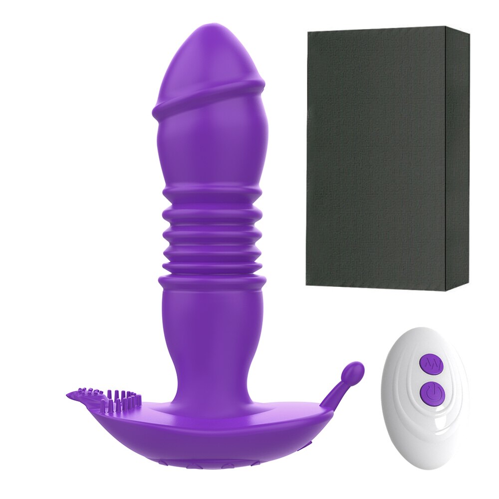 Thrusting เครื่องสั่น Dildo Anal Plug Vibrator สำหรับชายต่อมลูกหมากนวด Masturbators Remote Butt Plug Telescopic Vibrator SexToys - buysextoyth