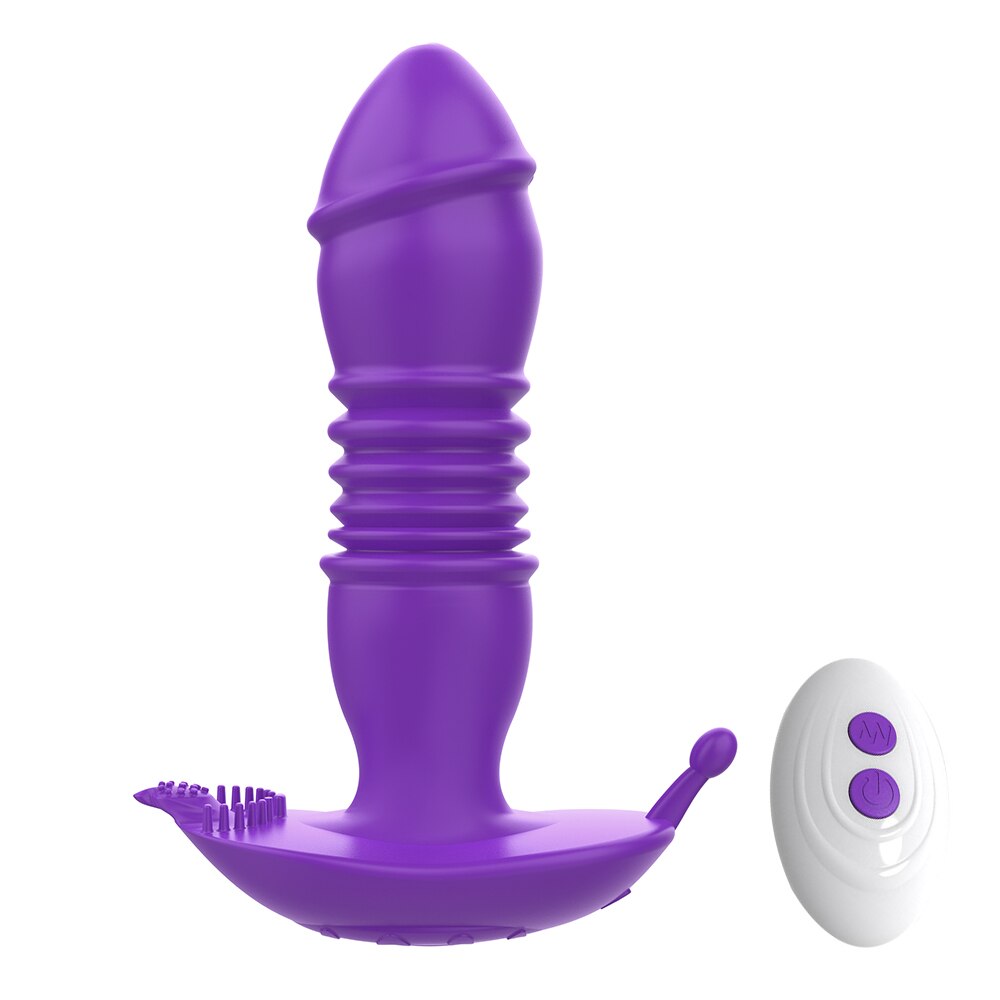 Thrusting เครื่องสั่น Dildo Anal Plug Vibrator สำหรับชายต่อมลูกหมากนวด Masturbators Remote Butt Plug Telescopic Vibrator SexToys - buysextoyth