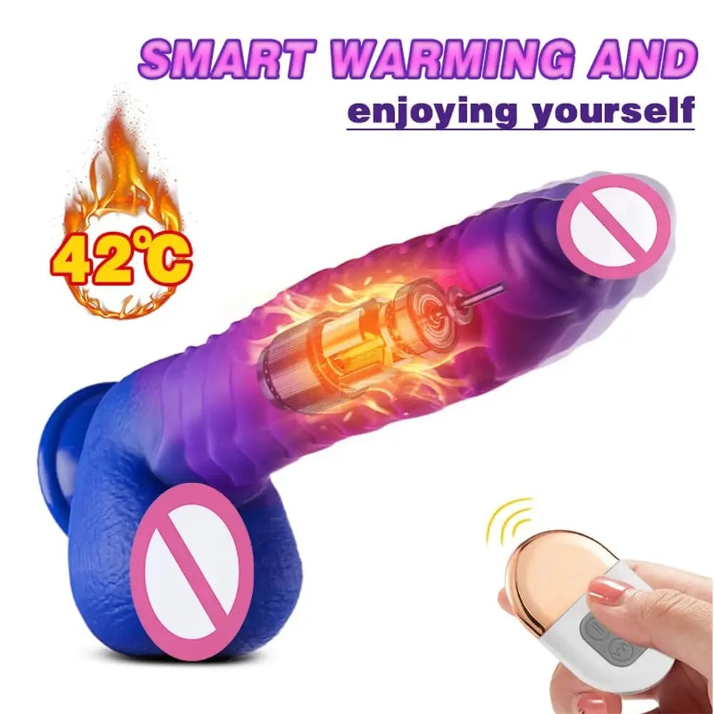 สัตว์ที่สมจริง Thrusting ความร้อน Dildo Dragon Dick ไดโนเสาร์หญิง Masturbator เซ็กซ์ทอย G-Spot Anal Stimulation Penis Vibrator - buysextoyth
