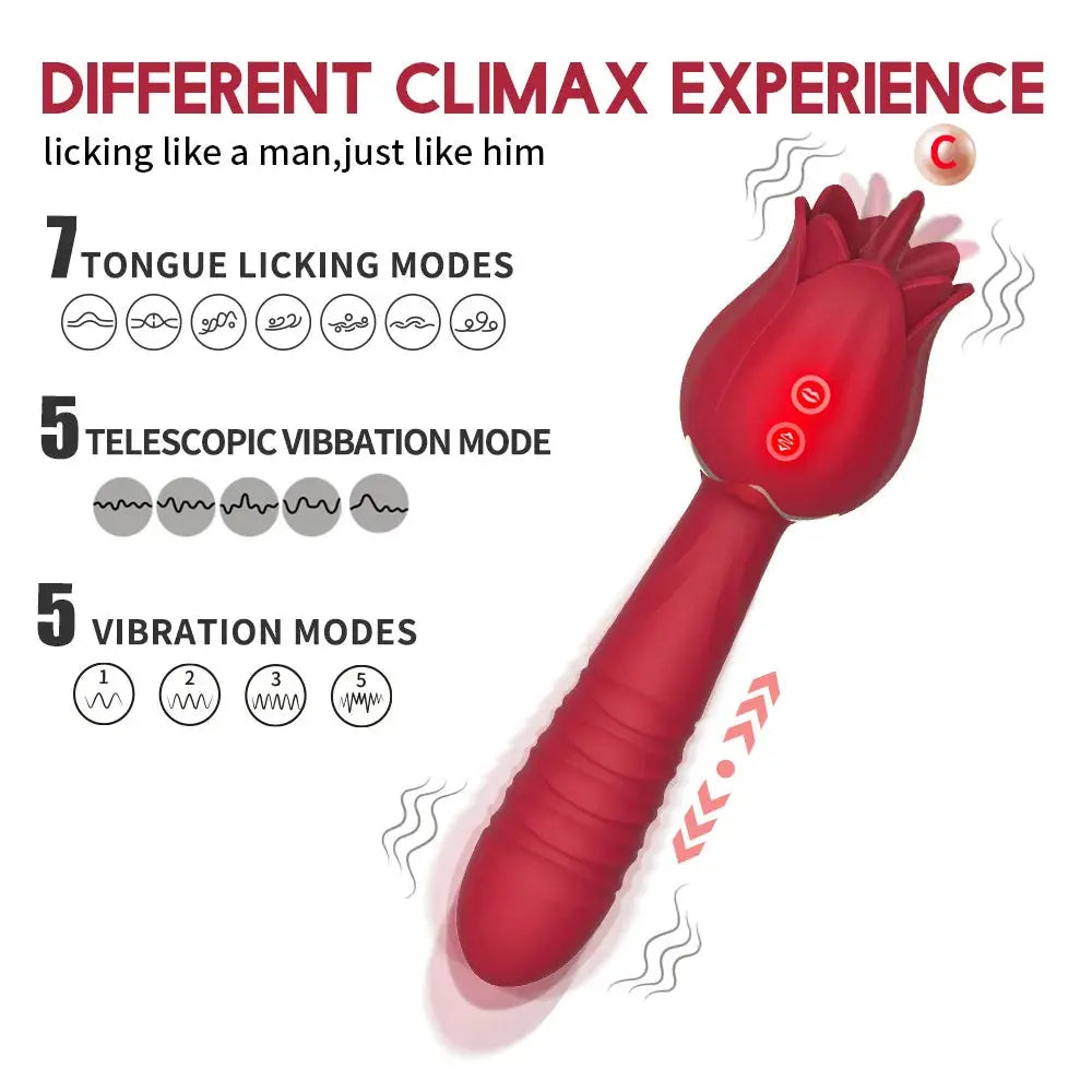 Thrusting Dildo Vibrator Rose Sex Toy for Women - buysextoyth