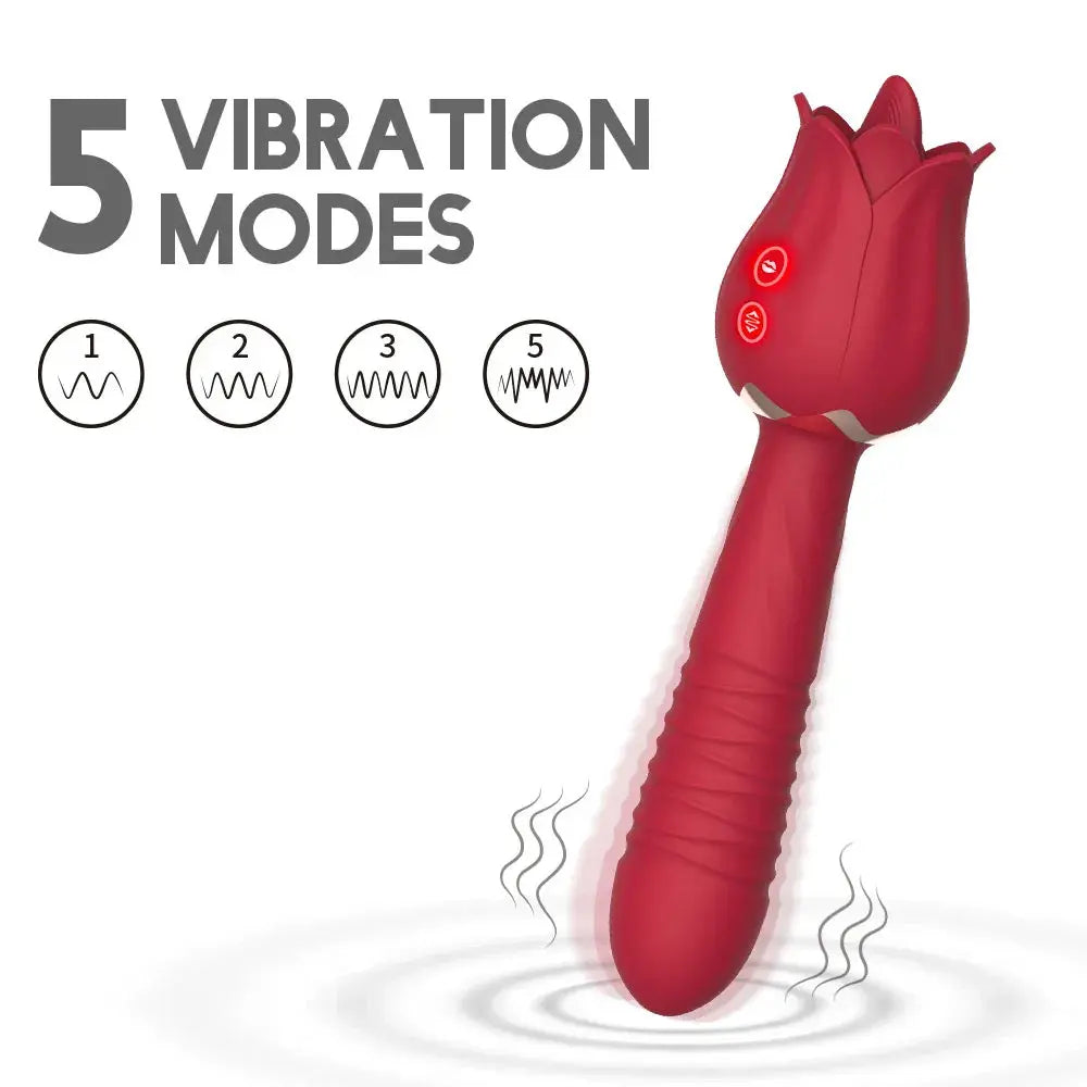 Thrusting Dildo Vibrator Rose Sex Toy for Women - buysextoyth