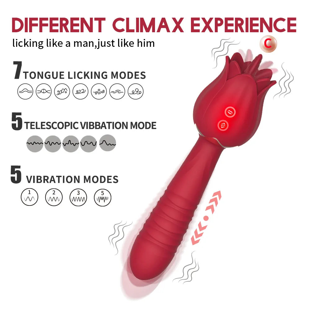 Thrusting Dildo Vibrator Rose Sex Toy for Women - buysextoyth