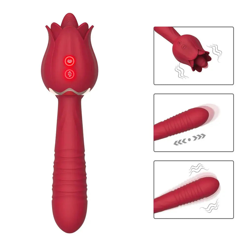 Thrusting Dildo Vibrator Rose Sex Toy for Women - buysextoyth