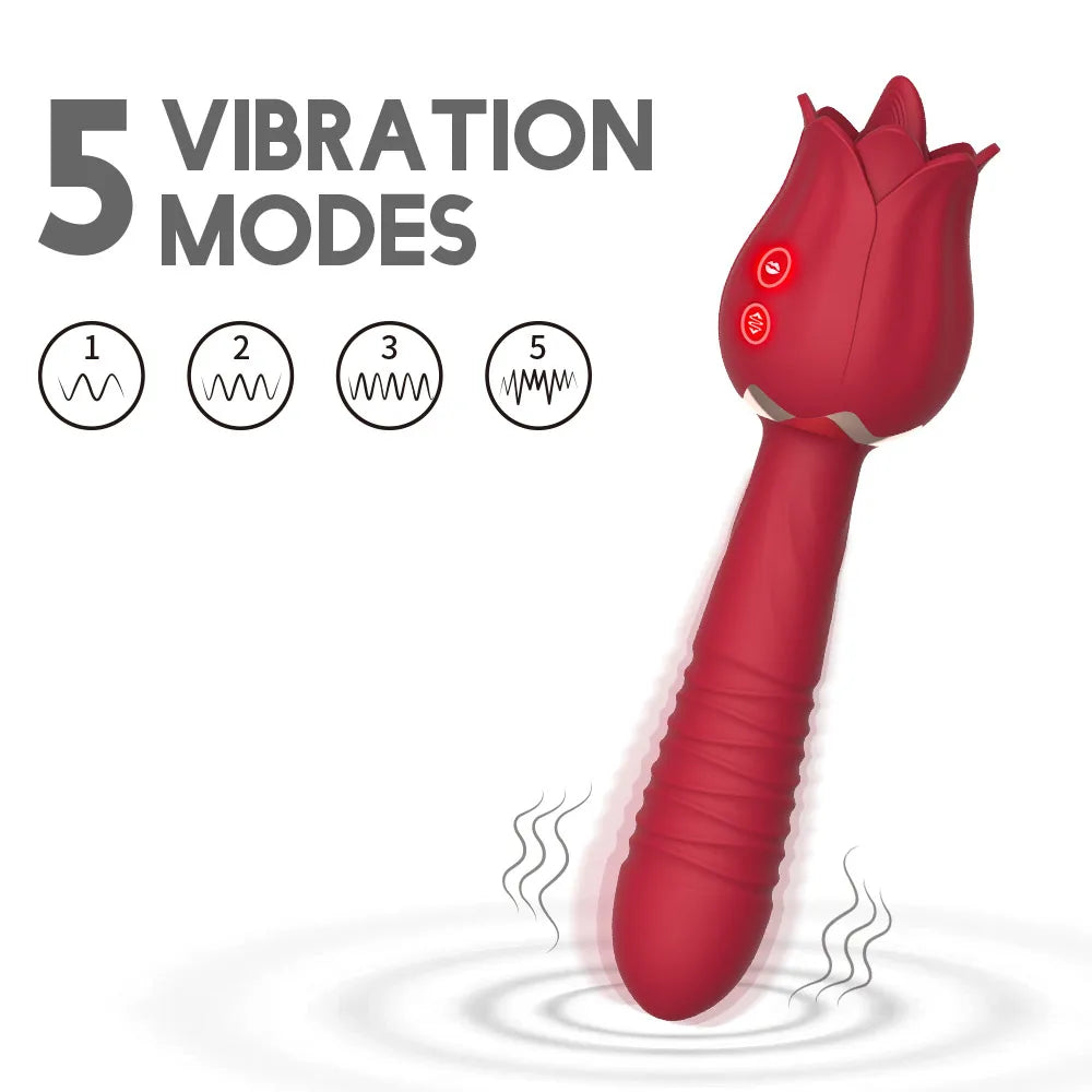 Thrusting Dildo Vibrator Rose Sex Toy for Women - buysextoyth