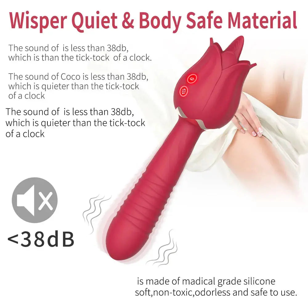 Thrusting Dildo Vibrator Rose Sex Toy for Women - buysextoyth