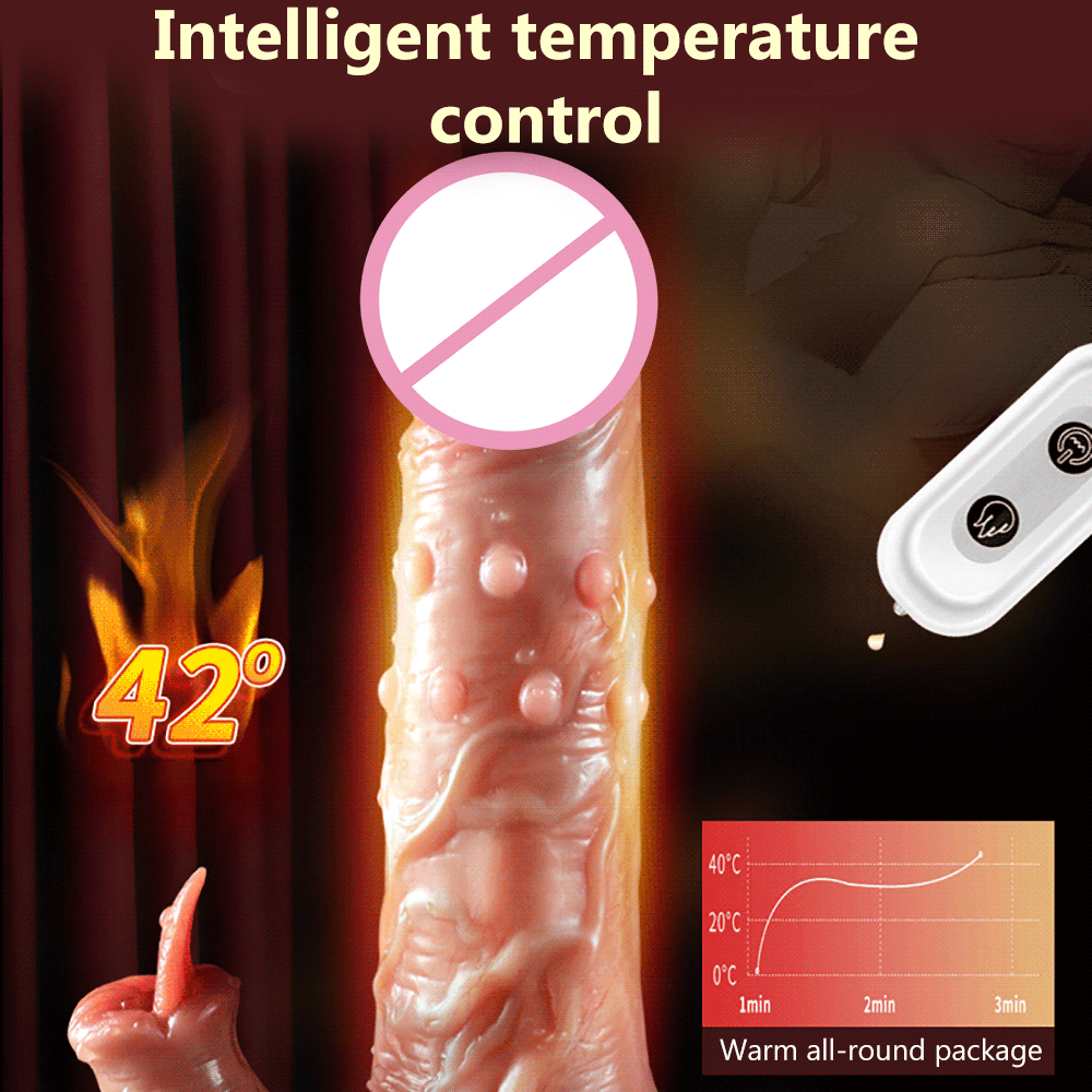 Thrusting Dildo จริง Vibrator ดูดถ้วย Telescopic ความร้อน Penis Vibrator หญิง Masturbator เซ็กซ์ทอยสำหรับสตรี - buysextoyth