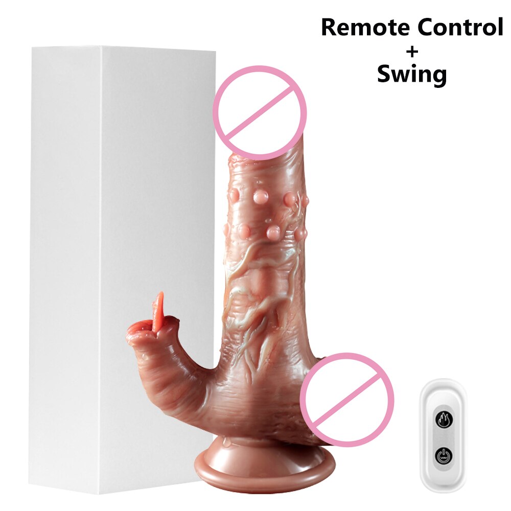 Thrusting Dildo จริง Vibrator ดูดถ้วย Telescopic ความร้อน Penis Vibrator หญิง Masturbator เซ็กซ์ทอยสำหรับสตรี - buysextoyth