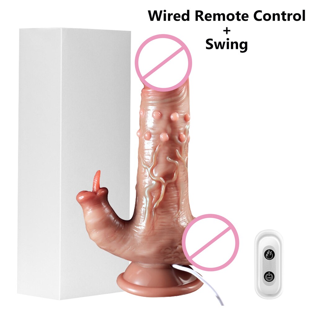 Thrusting Dildo จริง Vibrator ดูดถ้วย Telescopic ความร้อน Penis Vibrator หญิง Masturbator เซ็กซ์ทอยสำหรับสตรี - buysextoyth